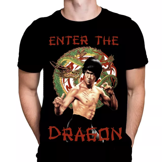 ENTER THE DRAGON - T-shirt nera - taglie M - XXXL - / arti marziali / Bruce-Lee