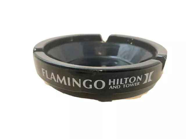 Las Vegas Ashtray Flamingo Hilton Black - Vintage Nice