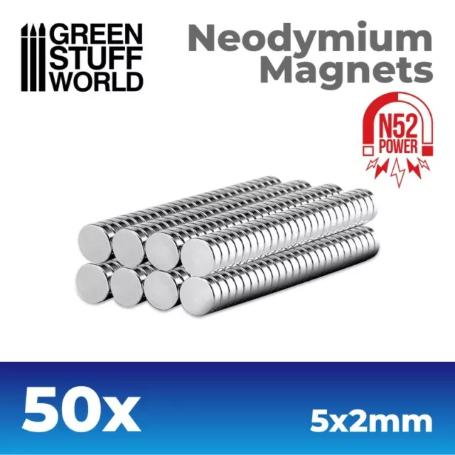 50x Magneti Neodimio - 5x2mm Dischi (N52) - calamite calamita Warhammer magnets