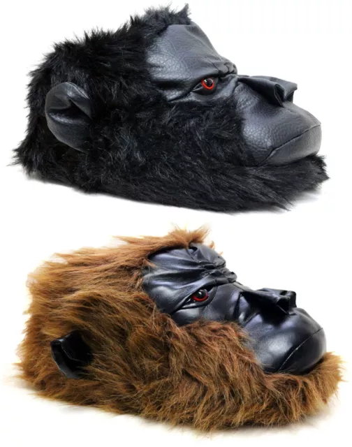 Mens Novelty Slippers Gorilla Monster Bear Claw Slippers Memory Foam Fur Shoes