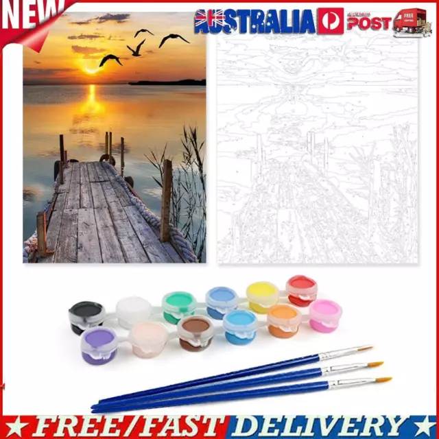 Paint By Numbers Adults kids Beach Seagull DIY Painting Kit 40x50CM Canvas