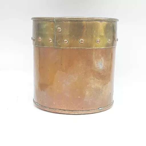 Brass And Copper Arts And Crafts Bucket Planter Paper Bin