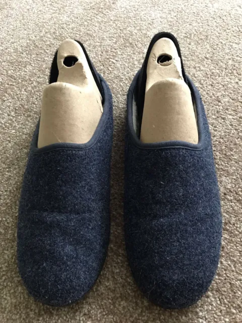 Pantofole MAHABIS classiche da uomo blu lana/feltro pile UK 9,5