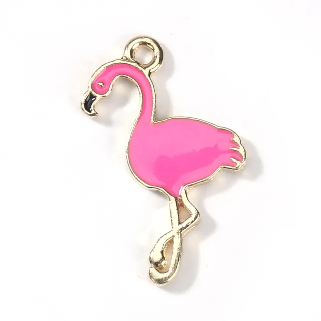 10 Stunning Gorgeous Pink Flamingo Charms Pendants  - Fast Free Shipping