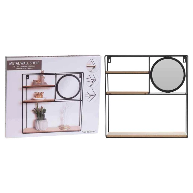 H&S Collection Scaffale da parete con specchio 40x10x40 cm H&S Collection