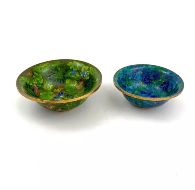 Bowl Oriental Cloisonné made with Colourful Brass & Enamel Beautiful Pair