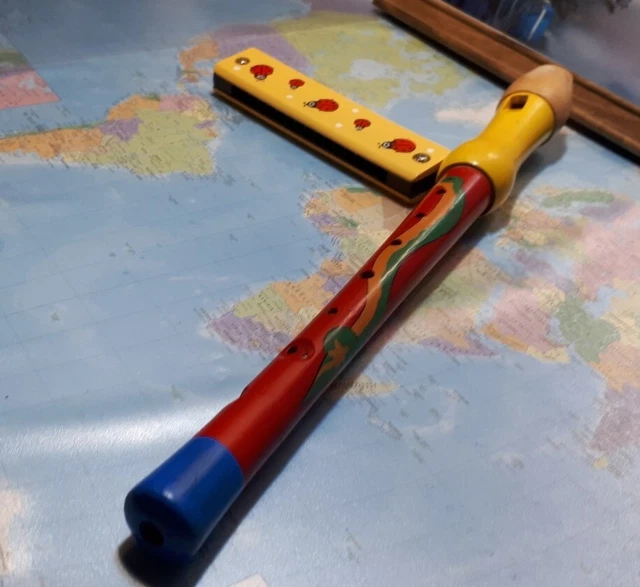 Lot de 2 Instrument De Musique En Bois Flûte + Harmonica/Envoi Rapide et soigné 3