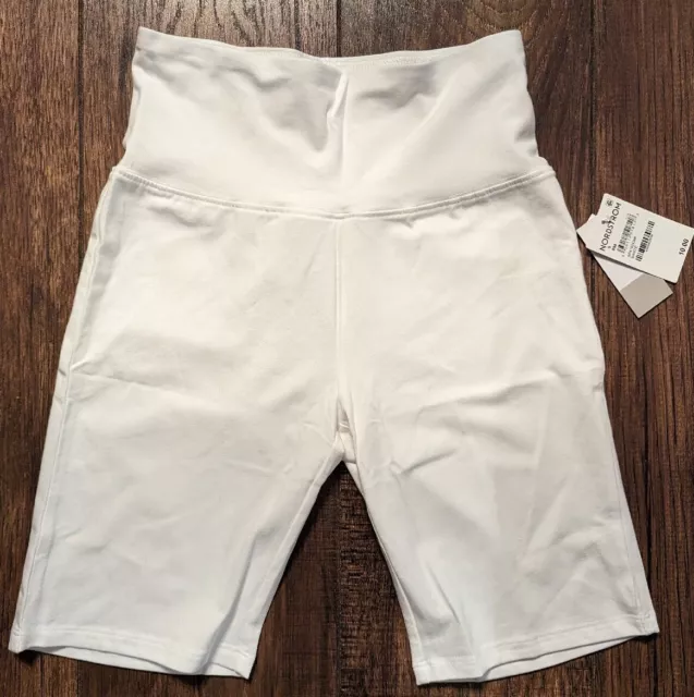 BP Nordstrom Women's Bike Shorts High Waist White S Small NWT Cotton & Spandex