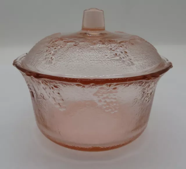 Vintage KIG Candy Dish With Lid- Footed Malaysia Pink Glass 4.5” x 2.5"