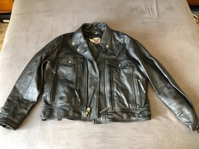 Harley Davidson Leather Motorcycle Jacket 2XL / XXL Black Removable Vest Lining