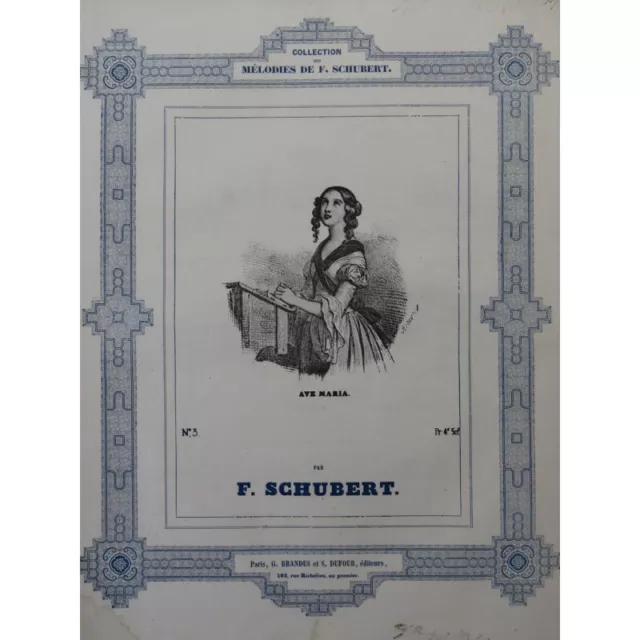 SCHUBERT Franz Ave Maria Chant Piano ca1840