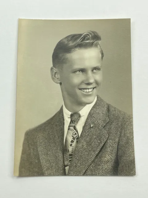 ID Photograph 1940's Cute Handsome Attractive Young Man Suit Blonde Hair Dapper 2