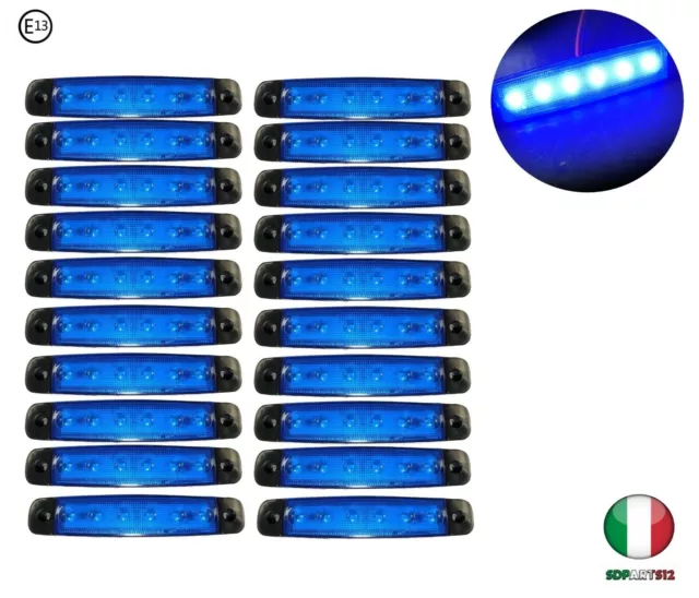 20x 12V 6 LED Luce Ingombro Blu Auto Tuning Camper Rimorchio Omologato E13