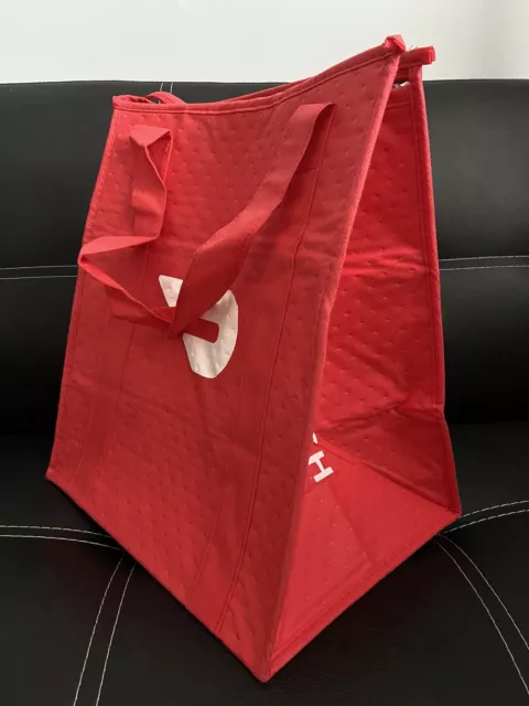 DoorDash delivery Insulated bag zipper 15" x 13" carrier holder handle strap red