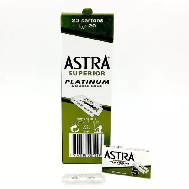 100 X Astra Superior Double Platinum Edge Safety Razor Blades FREE SHIPPING