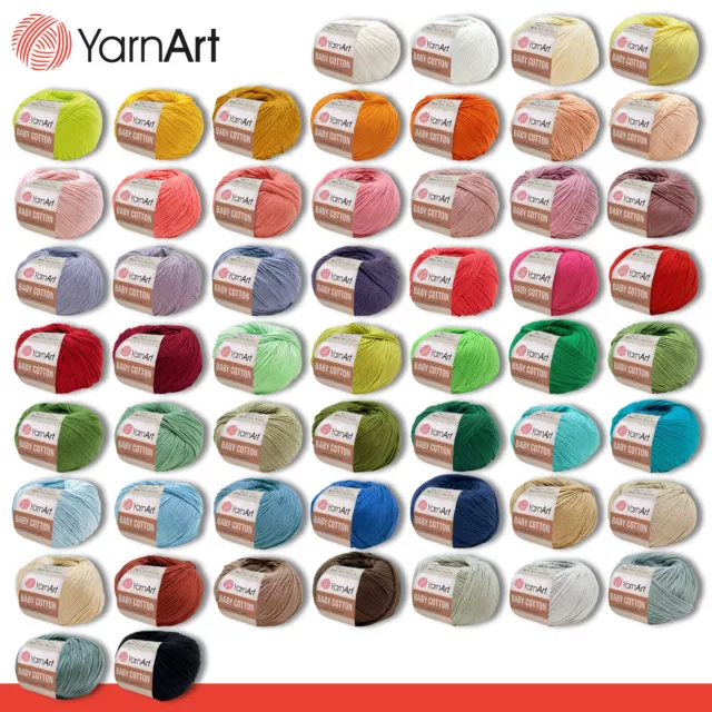 YarnArt 50G Bebé Algodón Lana Acrílico Hilo de Ganchillo Tejer 55 Colores