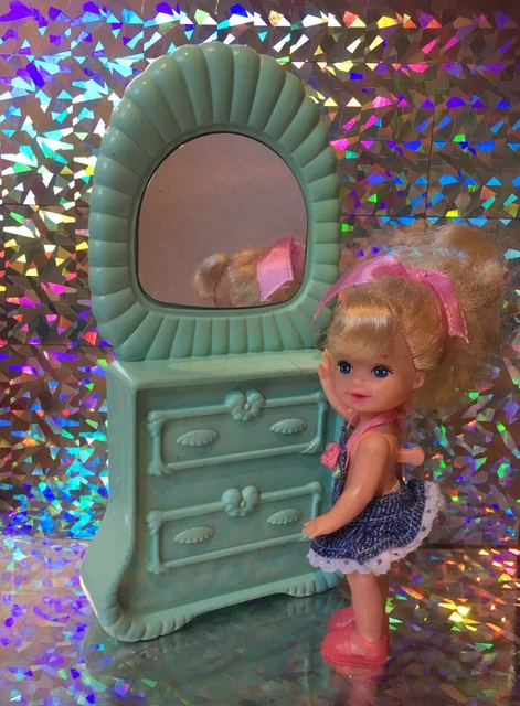 BARBIE 80S DREAM House Small Green Bedroom Mirror Drawers