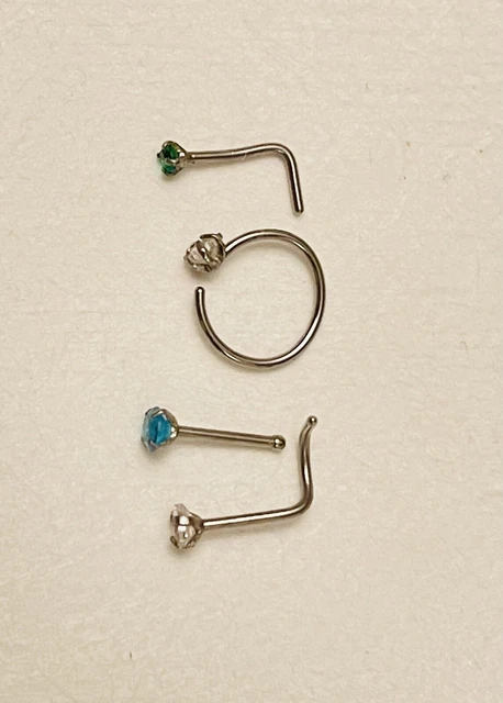 Lot De 10 Piercings Pour Nez - Boules Strass Acier Chirurgical - Tige 1,8 Mm - Neuf Avec étiquettes