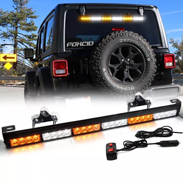 27 Inch LED Traffic Advisor Strobe Light Bar Windshield Deck Emergency Warning