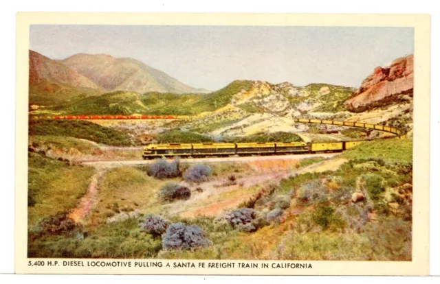 Santa Fe Freight with A-B-B-A Yellow and Blue Color Scheme, Postcard for Service