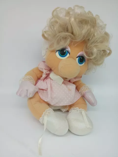 VTG 80s Muppet Babies Miss Piggy Plush Doll Hasbro Softies 12" Jim Henson