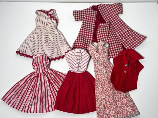 Vintage BARBIE 1960s Clone Clothes Dress Outfit Lot Red & White Some TLC!