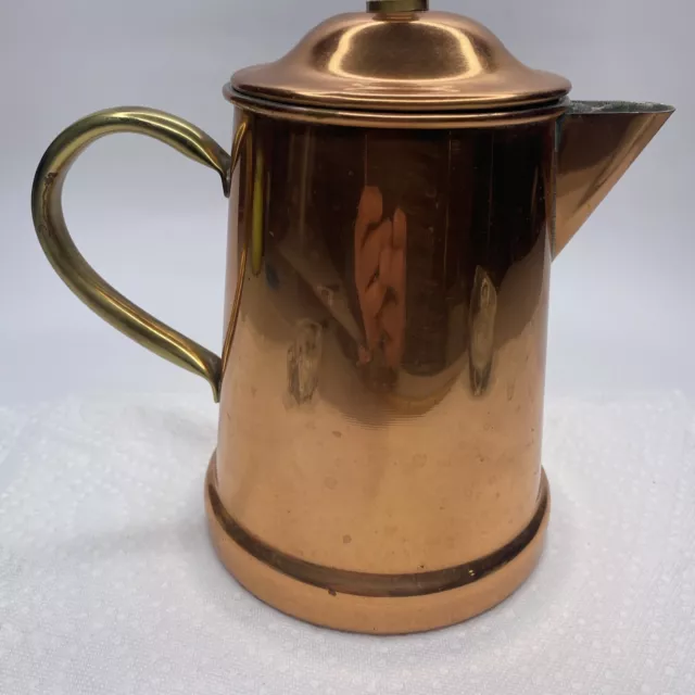 Vintage COPRAL Portugal Copper Coffee Pot Percolator Brass Handle 1970’s?