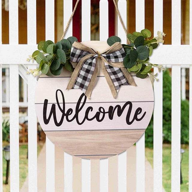 Panneau De Bienvenue Porte D'Entrée 30 Cm Home Sweet Home - Plaque Décorative Couronne Bois - Décoration Extérieure