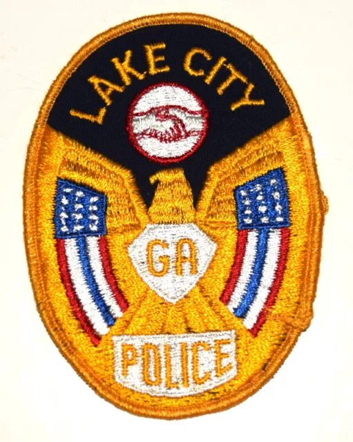 LAKE CITY GEORGIA GA Sheriff Police Patch HANDSHAKE VINTAGE OLD MESH ~