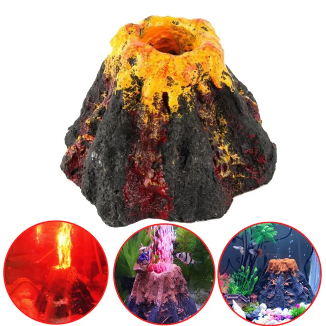 Aquarium Volcano Shape Resin + Air Bubble Stone Oxygen Fish Tank Ornament Decor