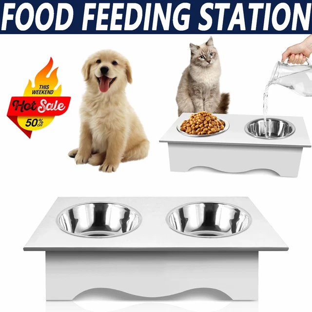 365discoveriesgroup Large Dog Raised Feeder - 3 Stainless Bowls, Adjustable Height