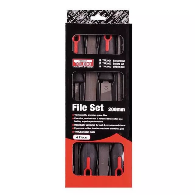 Toledo File Set 2nd Cut 200mm 4 Piece TFR2002