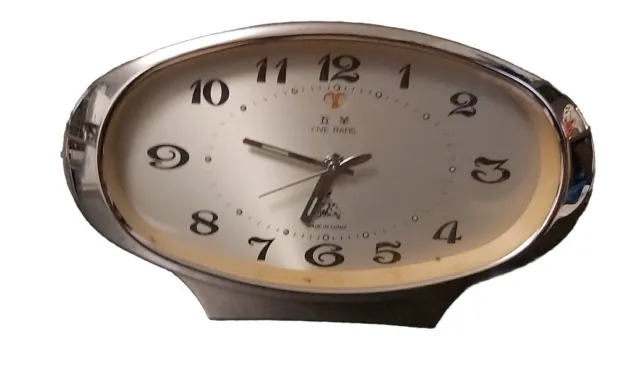 Retro Vintage Five Rams 1970's Mechanical Wind Up Alarm Mantle clock