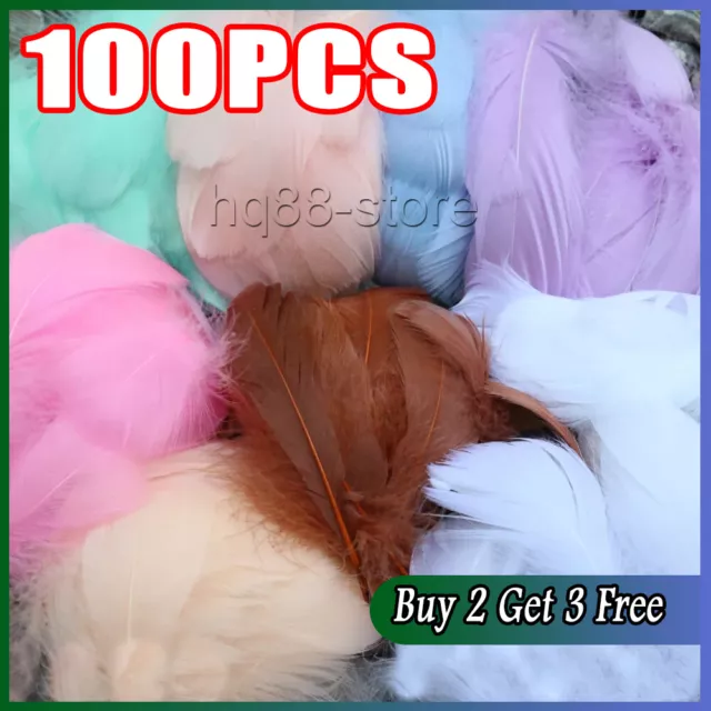 100 Small Fluffy Swan Feathers 4-8cm Card Making Crafts & Bubble Balloons Dercor