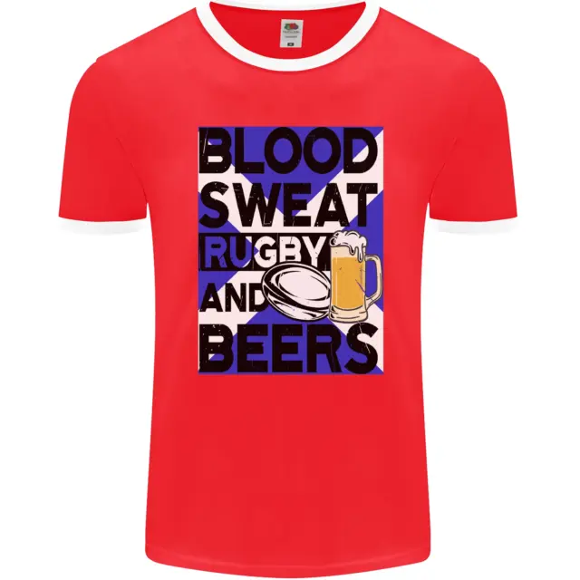 Maglietta Blood Sweat Rugby and Beers Scozia Divertente Uomo FotoL 3
