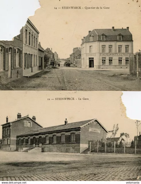S7962 cpa 59 Steenwerck - La Gare et Quartier de la Gare " lot de 2 cartes en l'