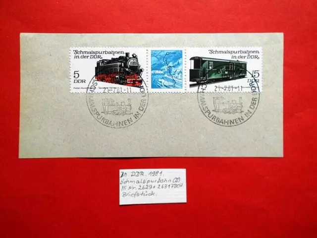 BM. Briefmarken Briefstück DDR 1984 Schmalspurbahn Mi. Nr. 2864+2867+ZF FDC St.