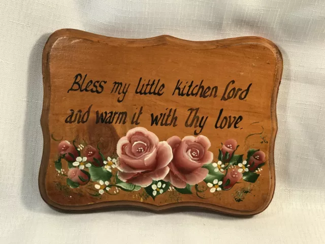 Country Kitchen Plaque Handmade with Rose Folk Art