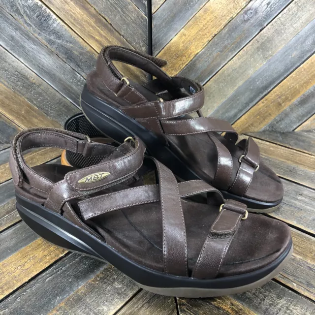 GUC Women's MBT Kiburi Strappy Ankle strap sandals Brown leather Sz 40 US 9-9.5 GUC Women's MBT Kiburi Strappy Ankle strap sandals Brown leather Sz 40 US 9-9.5