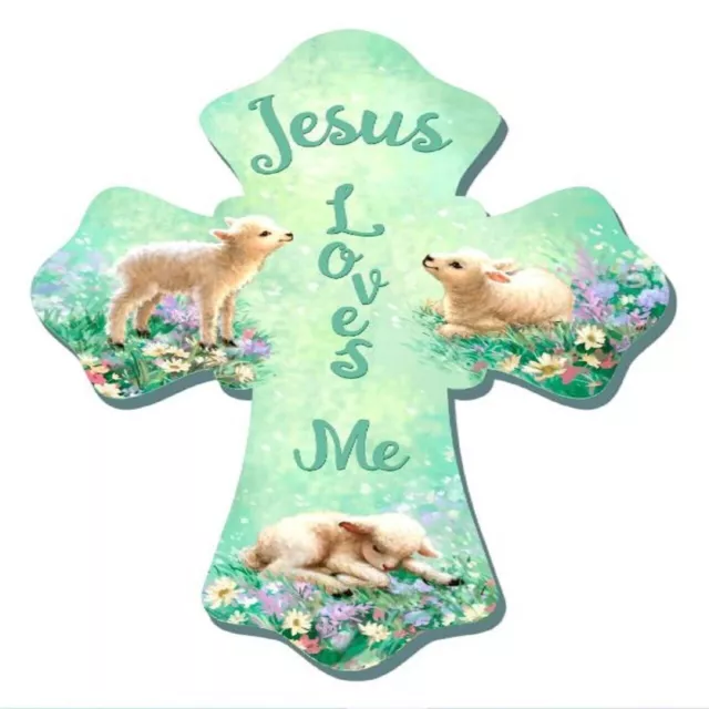 Glow Decor Jesus Loves Me Wooden Cross 8 Inch Multicolor