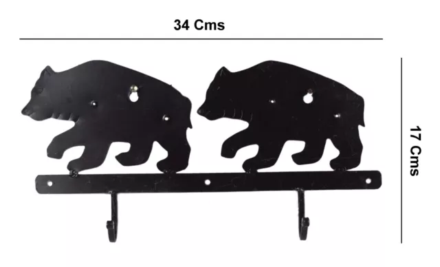 Iron Handcrafted Cloth Hanger Decorative Vintage Bear Figurine Wall Hook i75-171