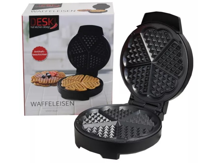 DESKI Waffeleisen Waffelmaker Herzform Waffeln Waffelautomat CoolTouch