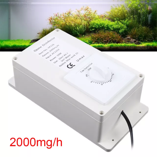 110V Portable Air Purifier 2000mg/h 15W Ozone Generator Water Sterilizer Machine