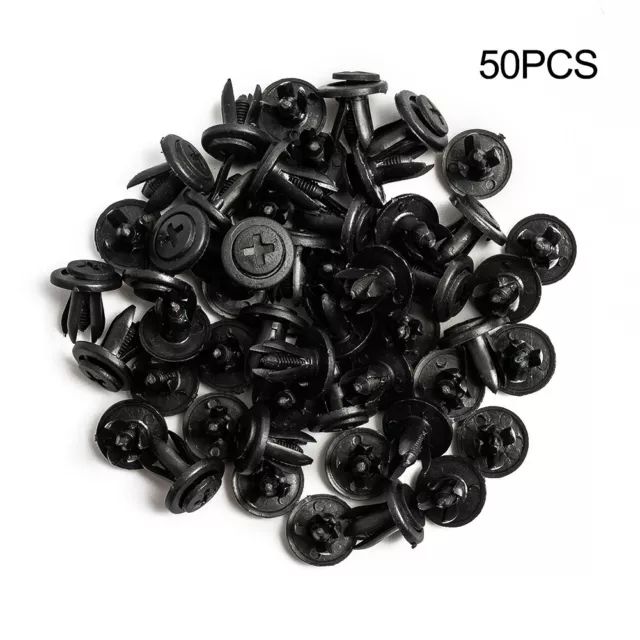 50pcs/set 8mm Hole Plastic Rivets Fastener Push Clips Black For