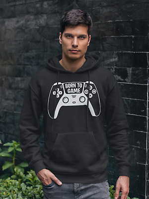 Herren Born to Game Kontroler Gaming Zocker Kapuenjacke Geek Nerd Pullover Shirt