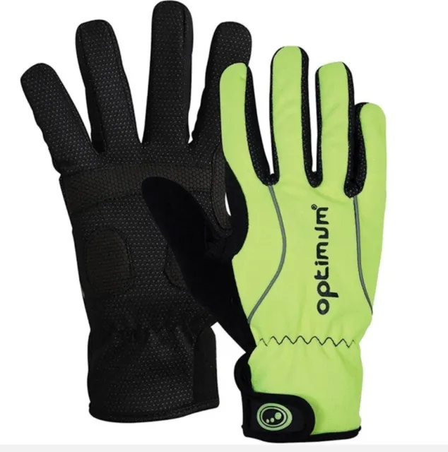 Optimum Cycling Winter Gloves - Fluro Green, Size Medium.