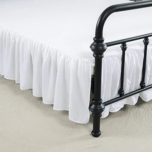 Bed Skirt Queen Size Ruffled Bed Skirt with Split Corners, 14 14''Queen White