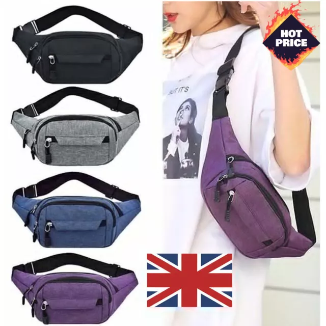 Waist Bum Bag Women Men Fanny Pack Holiday Travel Money Belt Zip Pouch Wallet UK