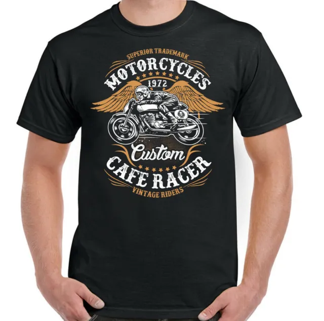 CAFE RACER T-SHIRT Mens Biker Motorbike Motorcycle Enthusiast Top Custom Bike