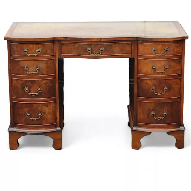 Bevan Funnell reprodux George III style leather top mahogany pedestal desk